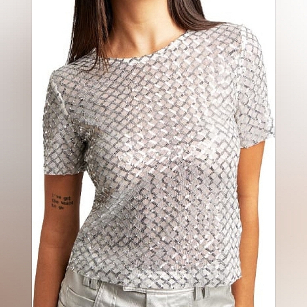 Stradivarius Sequin Top Sz L